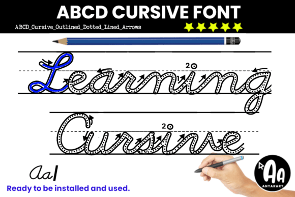 Abcd Cursive Outline Dotted Arrows Lined Font Review